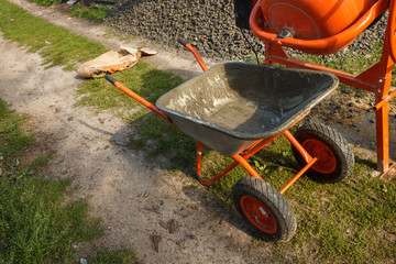 Wheelbarrow on the construction site