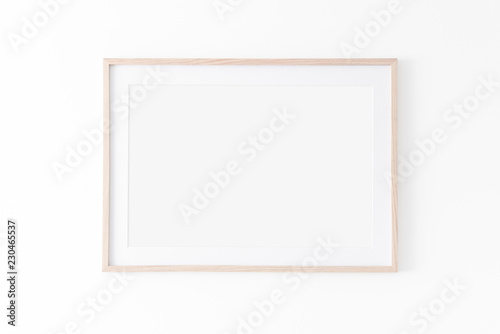 Download Landscape Large 50x70 20x28 A3 A4 Wooden Frame Mockup With Passe Partout On White Wall Poster Mockup Clean Modern Minimal Frame Empty Fra Me Indoor Interior Show Text Or Product Wall Mural Whitenovastudio