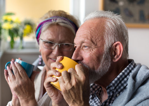 Senior Couple Drinking Tea