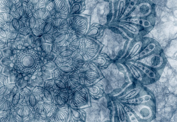 Abstract mandala graphic design and watercolor digital art painting for ancient geometric concept background