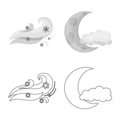 Isolated object of weather and climate logo. Set of weather and cloud vector icon for stock.