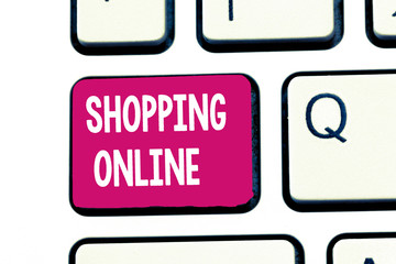 Word writing text Shopping Online. Business concept for buying you want through internet website then deliver it.