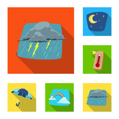 Vector design of weather and climate logo. Collection of weather and cloud stock vector illustration.