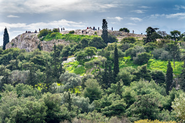Fototapeta na wymiar Ancient Agora Areopagus Saint Paul Rock Athens Greece