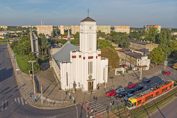 Łódź, Polska- widok na Biały Kościół - obrazy, fototapety, plakaty