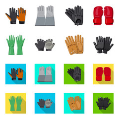 Vector illustration of glove and winter sign. Set of glove and equipment stock vector illustration.