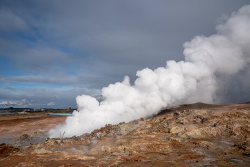 Fototapeta na wymiar Steaming geothermal hot water, Hveragerdi, Iceland