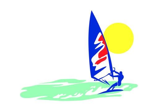windsurfer in the sea. vector image for illustration