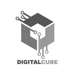 Cube digital technology logo icon vector template