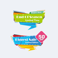 Sale discount promo design for flyer, ribbon, banner, poster and background.