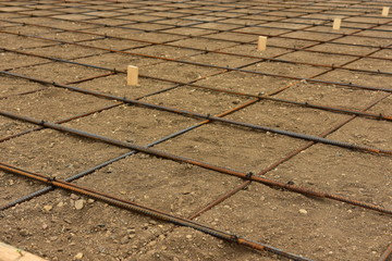 Re inforcement rod and forms in place ready for concrete pour.