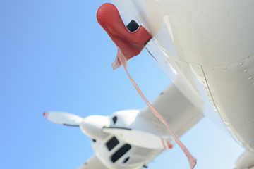 Closeup of catch on side of aircraft