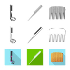 Isolated object of brush and hair sign. Collection of brush and hairbrush vector icon for stock.