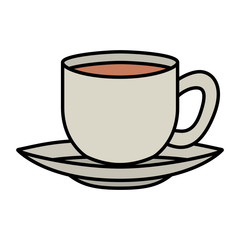 cup of coffee with plate isolated icon