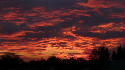Obraz premium Evening. Bright beautiful sunset. Clouds illuminated by the sunset.