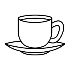 cup of coffee with plate isolated icon