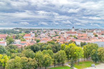 Fototapeta na wymiar Panoramic view of Vilnius from Gediminas hill in Lithuania.
