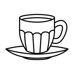 cup of coffee with plate isolated icon