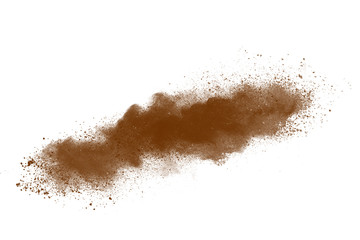 Fototapeta na wymiar Dry soil explosion on white background.