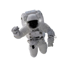 Floating astronaut isolated on white background - elements from NASA
