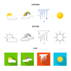 Isolated object of weather and climate sign. Collection of weather and cloud vector icon for stock.