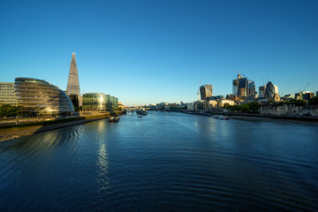 Naklejka premium morning in London, river Thames from Tower Bridge, UK
