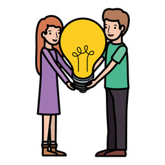 couple with light bulb avatar character