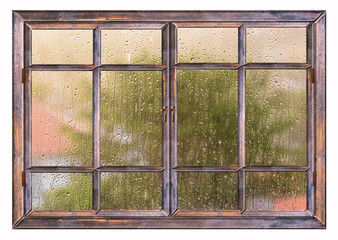 window glass with a drop of rain