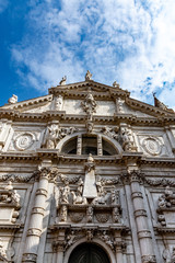 facade of the church in summer in venice