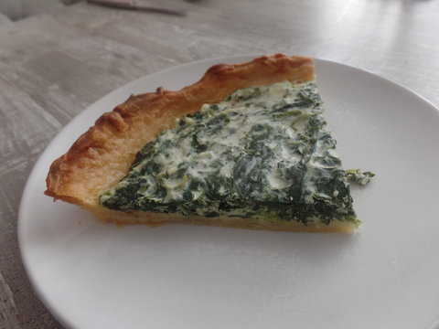 A Slice Of Spinach And Ricotta Cheese Tart