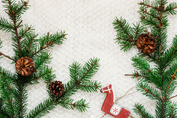 Christmas Background - Branches And Christmas toys