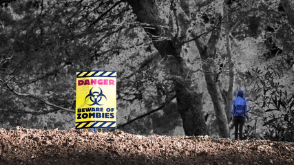 panneau de danger zombie