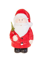 Santa Clause model figure, ceramic toy isolated on white