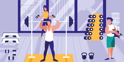 people lifting weights in gym icon