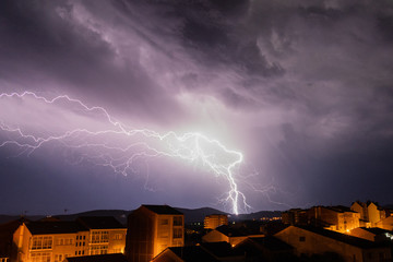 Lightning during a night thunderstorm