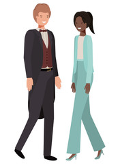young couple of business avatar character