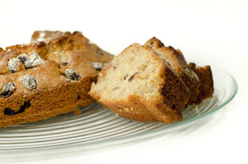 cake with raisins and ingredients