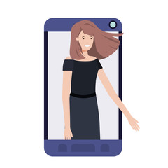 businesswoman in smartphone avatar character