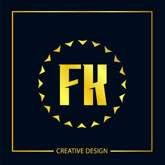 Initial FK Letter Logo Template Design