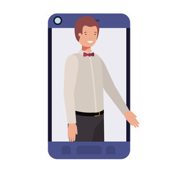 businessman in smartphone avatar character