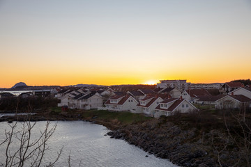 Autumn sunset from Skarsåsen in Bronnousund, Northern Norway