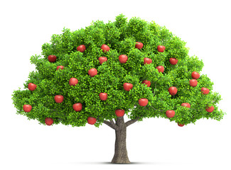 red apple tree isolated 3D illustration - Powered by Adobe