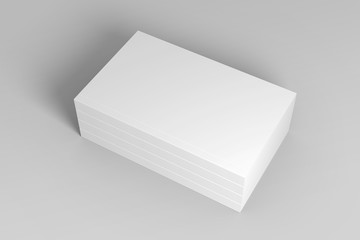 Stack of blank 3D illustration books with cover and spine.