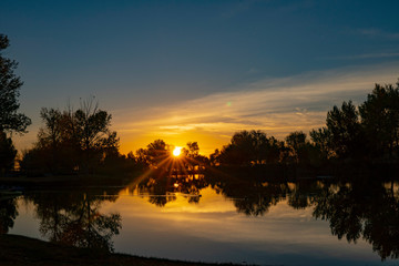 sunset over the lake