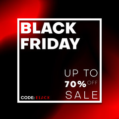 Black friday sale discount banner with white frame and red liquid shape. Vector illustration