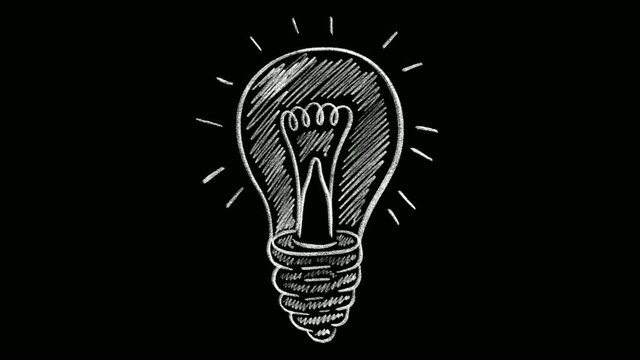 Light bulb hand drawn animation with alpha channel