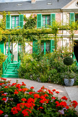 Fototapeta na wymiar House and garden of Claud Monet, famous french impressionist painter in Giverny town in France