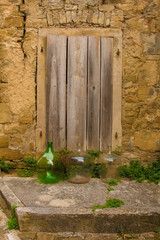 An old door in the historic hill village of Oprtalj in Istria, Croatia
