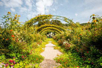 Landscape view on the beautiful Claud Monet's garden, famous french impressionist painter in Giverny town in France