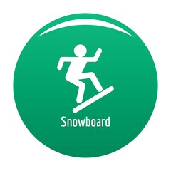 Snowboard icon. Simple illustration of snowboard vector icon for any design green